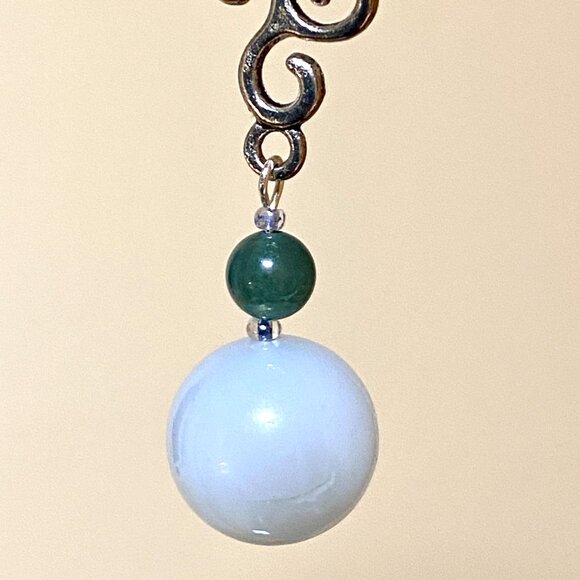 2/$20, Genuine Blue Green Chalcedony, Natural Gemstone Adjustable Cord Necklace - Picture 6 of 11
